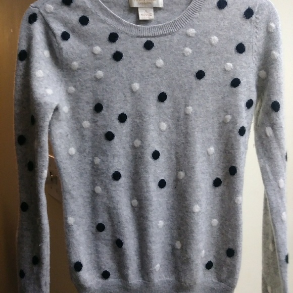Peck & Peck Grey Poka Dot Cashmere sweater - Picture 1 of 4